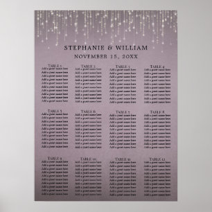 Póster Elegante String Lights Mauve Rosa gráfico