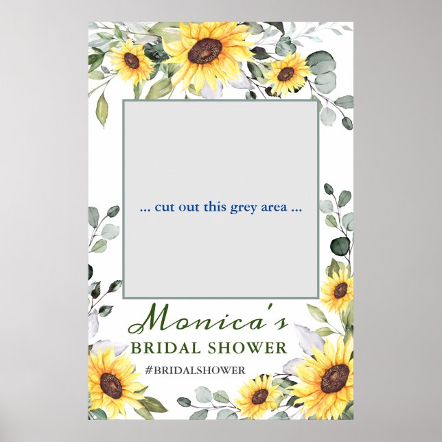 Póster Elegante Sunflowers Boho Bridal Shower Photo Prop (Frente)