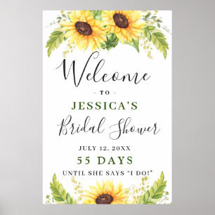 Póster Elegante Sunflowers Eucalyptus Bridal Shower