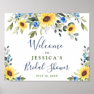 Póster Elegante Sunflowers Eucalyptus Bridal Shower