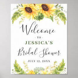 Póster Elegante Sunflowers Eucalyptus Bridal Shower