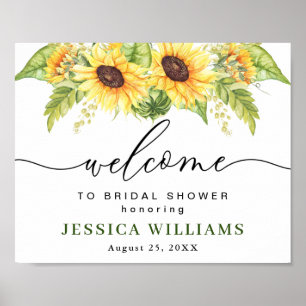 Póster Elegante Sunflowers Eucalyptus Bridal Shower