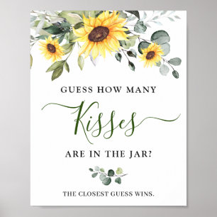 Póster Elegante Sunflowers Eucalyptus Bridal Shower