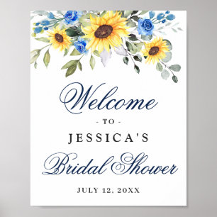 Póster Elegante Sunflowers Eucalyptus Bridal Shower