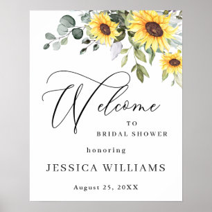 Póster Elegante Sunflowers Eucalyptus Bridal Shower