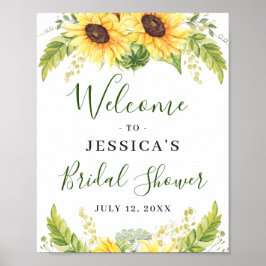 Póster Elegante Sunflowers Eucalyptus Bridal Shower