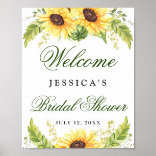 Póster Elegante Sunflowers Eucalyptus Bridal Shower