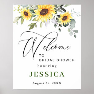 Póster Elegante Sunflowers Eucalyptus Bridal Shower