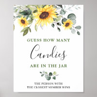 Elegante Sunflowers Eucalyptus Bridal Shower Poste