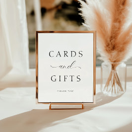 Póster Elegante tabla Boda de tarjetas de guiones y regal