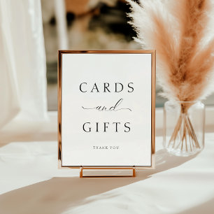 Póster Elegante tabla Boda de tarjetas de guiones y regal