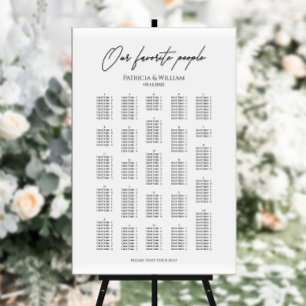 Póster Elegante tabla de asientos de boda alfabético