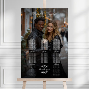 Póster Elegante tabla de asientos de boda fotográfico 8 m