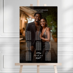 Póster Elegante tabla de asientos de boda fotográfico 8 m