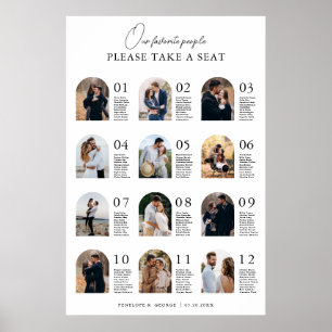 Póster Elegante tabla moderna de Boda fotográfico de mesa