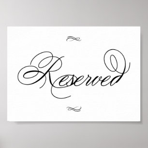 Póster Elegante Tabla reservada Guión negro Horizontal