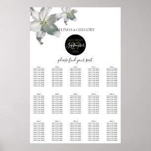 Póster Elegante tablero de asientos Boda de ilias blancas