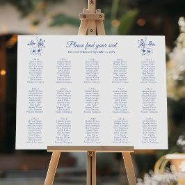 Póster Elegante tablero de asientos de Boda azul romántic