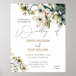 Póster Elegante tarjeta Boho Cute Wildflower Floral boda