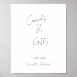 Póster Elegante tarjeta plateada con rótulo de regalo y g