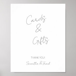Póster Elegante tarjeta plateada con rótulo de regalo y g