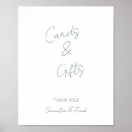 Póster Elegante tarjeta verde sabia y Poster de regalo
