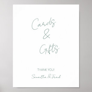 Póster Elegante tarjeta verde sabia y Poster de regalo