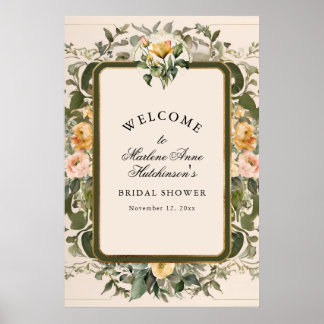 Póster Elegante Té Floral Amarillo Francés para Despedida