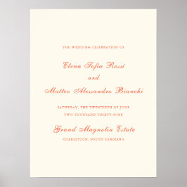 Póster Elegante Terracota Clásico Moderno de Boda