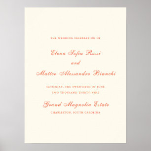 Póster Elegante Terracota Clásico Moderno de Boda