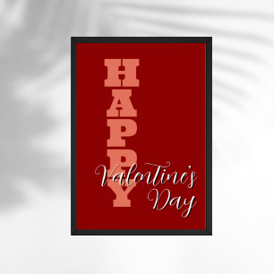 Póster Elegante Terracota Terciopelo Rojo Feliz Día de Sa