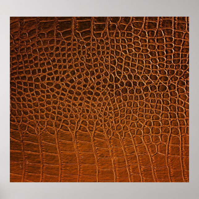 Póster Elegante textura de cuero de cocodrilo marrón. (Frente)