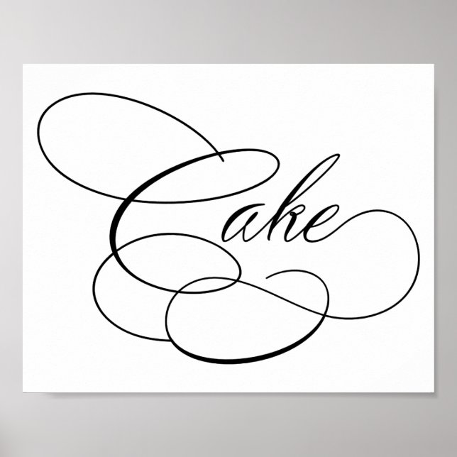 Póster Elegante Torta Black Script | Tabla horizontal (Frente)