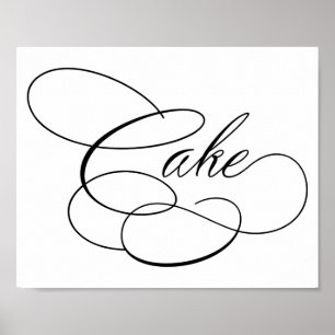 Póster Elegante Torta Black Script Tabla horizontal