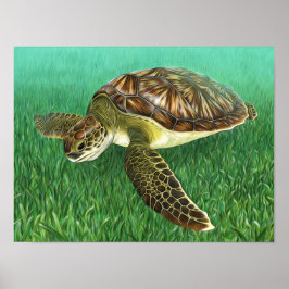 Póster Elegante tortuga verde juvenil