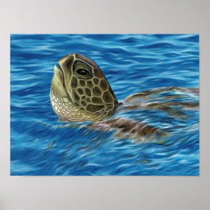 Póster Elegante tortuga verde vasca