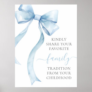 Póster Elegante tradición familiar Baby Shower Bow Boy Bl
