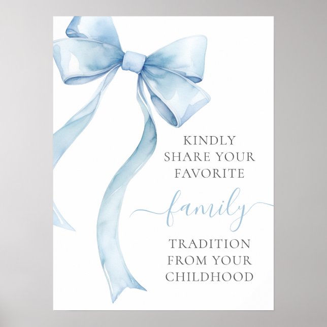 Póster Elegante tradición familiar Baby Shower Bow Boy Bl (Frente)