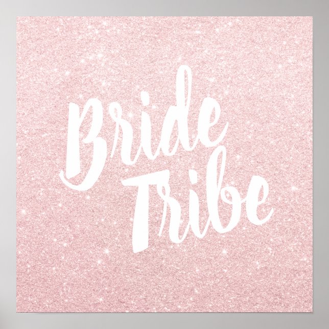 Póster Elegante tribu de novios rosa de bonito purpurina  (Frente)