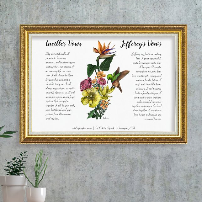 Póster Elegante Tropical Floral Custom Wedding Vow Art (Subido por el creador)
