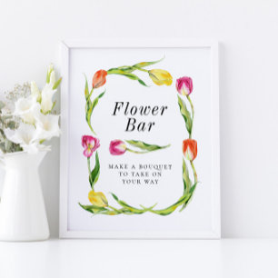 Póster Elegante Tulip Primavera Bridal Ducha Flor Bar Rót