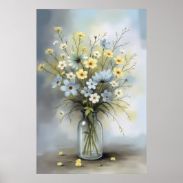 Póster Elegante Vase acuarela con suave toque floral