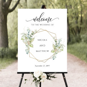 Póster Elegante vegetación Eucalyptus Bienvenida Rótulo B