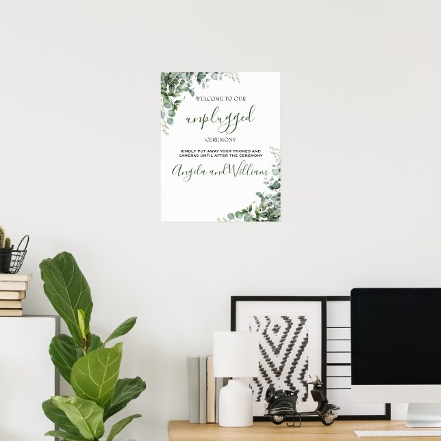 Póster Elegante vegetación Eucalyptus deja Boda (Oficina en casa)