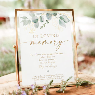Póster Elegante vegetación y oro en Boda de memoria amoro