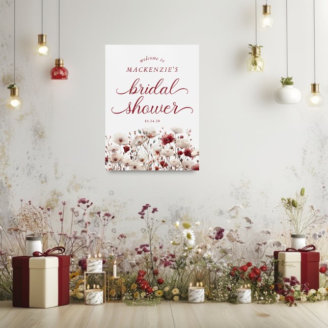 Póster Elegante Verano Flor Silvestre Bienvenida De La Du (Elegant Summer Wildflower Bridal Shower Welcome Poster)