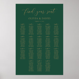 Póster Elegante verde esmeralda 18 mesas Cuadro de asient