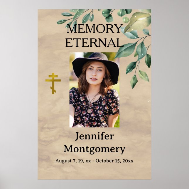 Póster Elegante Verdor Funeral Ortodoxo Cristiano (Frente)