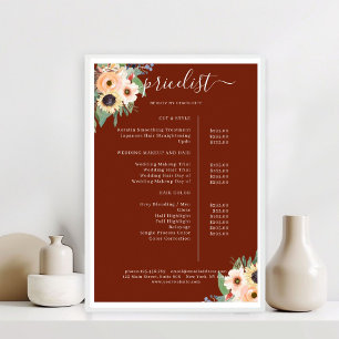 Póster Elegante Verdor Salón Floral Rojo