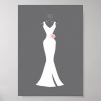 Elegante vestido blanco sobre gris - Diseño sencil